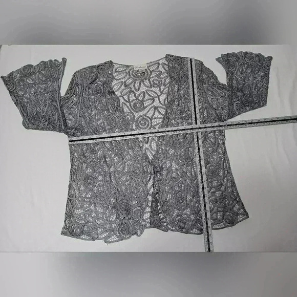 SOULMATES Hand Crochet 3/4 Bell Sleeve 3pc Evening gown. Silver with beading. XL - Picture 9 of 16